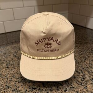 Vtg Town Talk Shipyard Hilton Head Adjustable Tan Rope Baseball Cap Hat